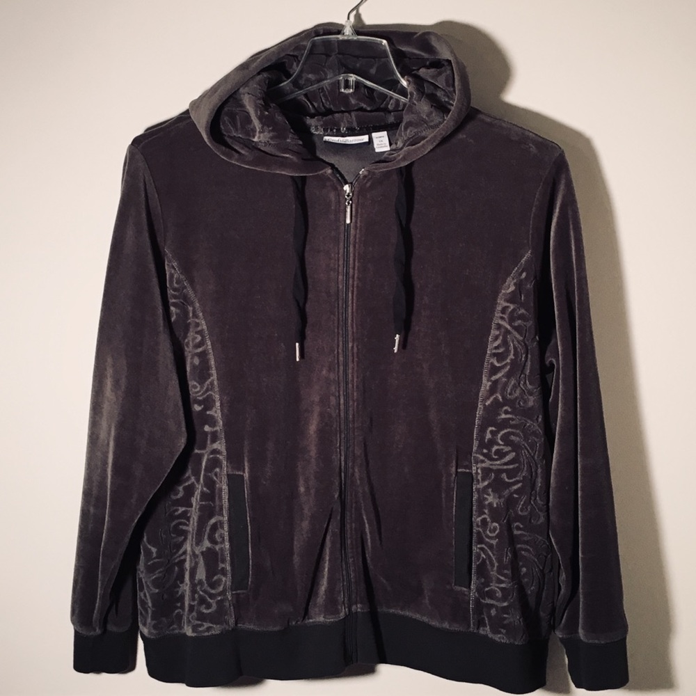 Croft&Barrow Deep Olive Green Velour Hoodie